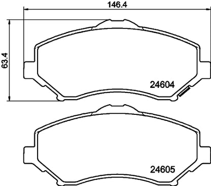 HELLA Brake pad set - T1815 - for e.g. CHRYSLER / DODGE / FIAT / JEEP / VW 8DB355014-321