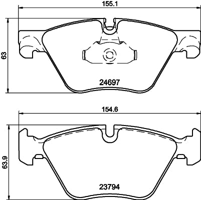 HELLA Brake pad set - T1818 - for e.g. BMW 8DB355014-351