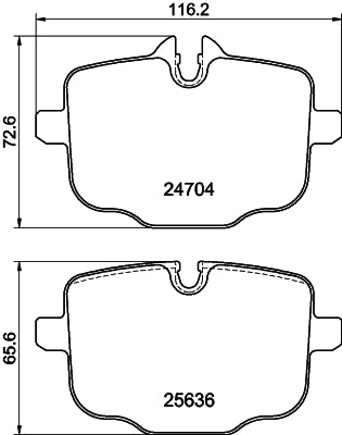 HELLA Brake pad set - T2558 - for e.g. BMW 8DB355024-921