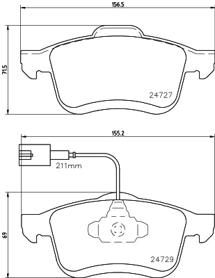 HELLA Brake pad set - T2464 - for e.g. FIAT / LANCIA / OPEL / RAM / VAUXHALL 8DB355024-691