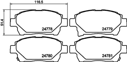 HELLA Brake pad set - T1852 - for e.g. ASTON MARTIN / SCION / TOYOTA 8DB355014-601