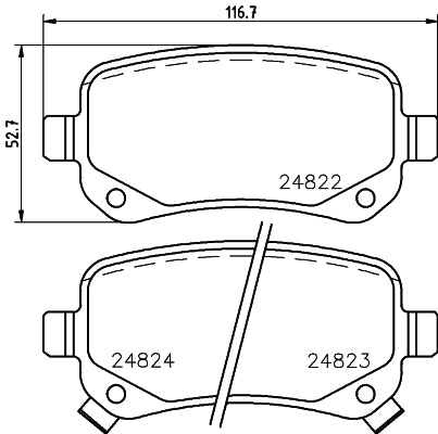HELLA Brake pad set - T1816 - for e.g. CHRYSLER / DODGE / FIAT / VOLKSWAGEN 8DB355014-331