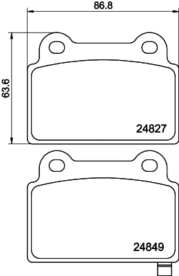HELLA Brake pad set - T1876 - for e.g. MITSUBISHI 8DB355014-701