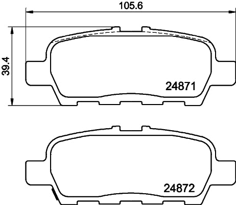 HELLA Brake pad set - T1847 - for e.g. INFINITI / NISSAN / SUZUKI 8DB355014-561