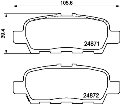 HELLA Brake pad set - T1847 - for e.g. INFINITI / NISSAN / SUZUKI 8DB355014-561