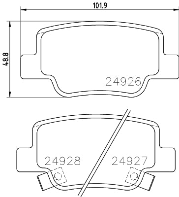 HELLA Brake pad set - T1906 - for e.g. TOYOTA 8DB355014-891