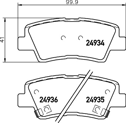 HELLA Brake pad set - T1848 - for e.g. HYUNDAI / KIA / SSANGYONG 8DB355014-571