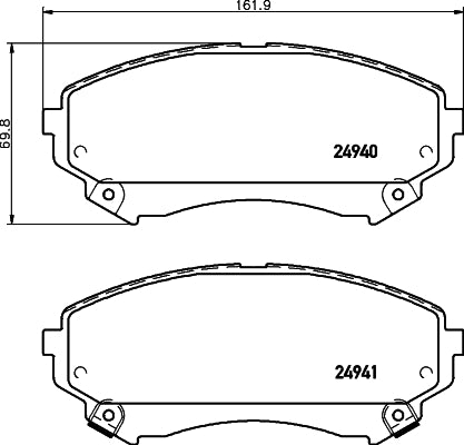 HELLA Brake pad set - T1942 - for e.g. CADILLAC 8DB355015-141