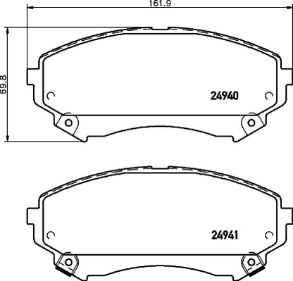 HELLA Brake pad set - T1942 - for e.g. CADILLAC 8DB355015-141