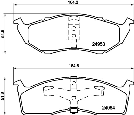 HELLA Brake pad set - T1916 - for e.g. CHRYSLER / DODGE / PLYMOUTH 8DB355014-971