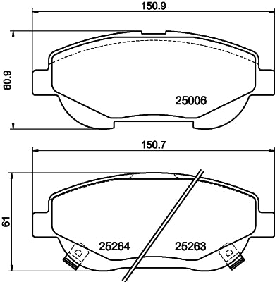 HELLA Brake pad set - T2039 - for e.g. TOYOTA 8DB355015-691