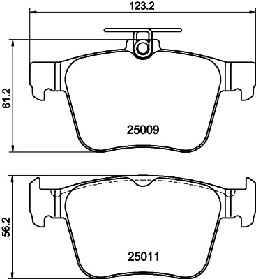 HELLA Brake pad set - T1977 - for e.g. AUDI / CUPRA / SEAT / SKODA / VOLKSWAGEN 8DB355020-261