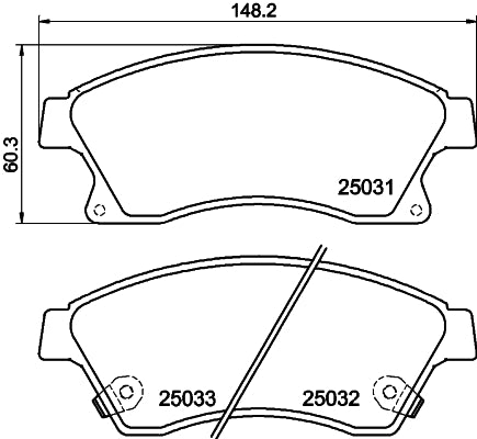 HELLA Brake pad set - T1958 - for e.g. CHEVROLET / HOLDEN / OPEL / VAUXHALL 8DB355015-231