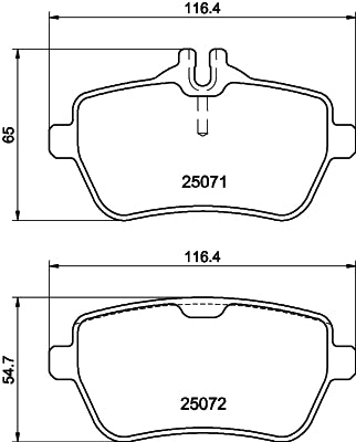 HELLA Brake pad set - T2382 - for e.g. BRABUS / MERCEDES-BENZ 8DB355021-511