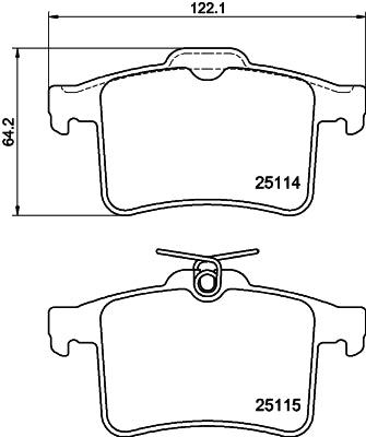 HELLA Brake pad set - T2072 - for e.g. JAGUAR 8DB355015-901
