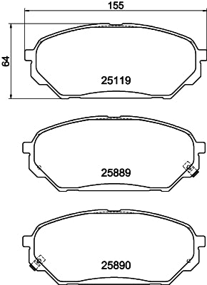 HELLA Brake pad set - T2306 - for e.g. HYUNDAI 8DB355021-231
