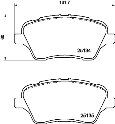 HELLA Brake pad set - T2223 - for e.g. FORD 8DB355020-621