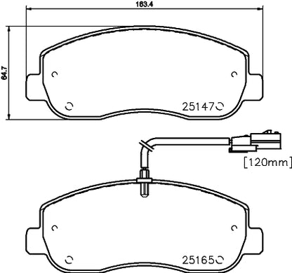 HELLA Brake pad set - T1969 - for e.g. NISSAN / OPEL / RENAULT / VAUXHALL 8DB355015-291
