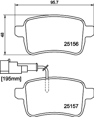HELLA Brake pad set - T2011 - for e.g. ALFA ROMEO / DODGE 8DB355015-541