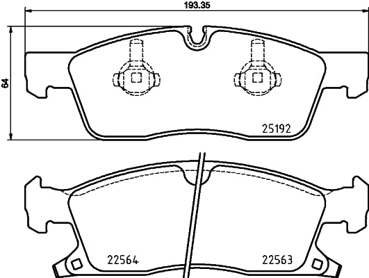 HELLA Brake pad set - T2648 - for e.g. JEEP 8DB355025-541