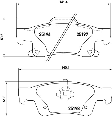 HELLA Brake pad set - T2064 - for e.g. DODGE / JEEP 8DB355020-351