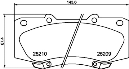 HELLA Brake pad set - T2059 - for e.g. TOYOTA 8DB355015-821