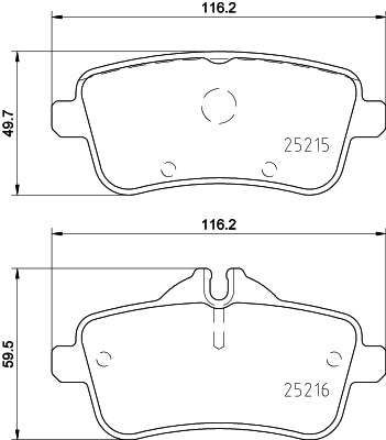 HELLA Brake pad set - T2214 - for e.g. MERCEDES-BENZ 8DB355020-161