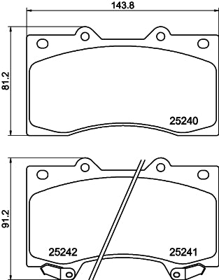 HELLA Brake pad set - T2044 - for e.g. NISSAN 8DB355019-531