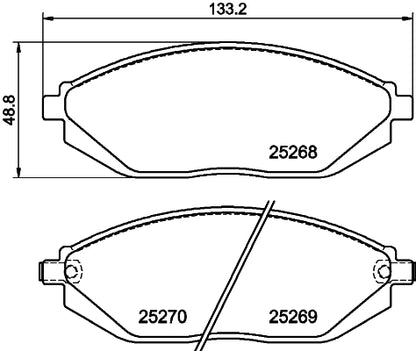 HELLA Brake pad set - T2051 - for e.g. CHEVROLET / HOLDEN / TOYOTA 8DB355015-771