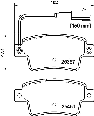 HELLA Brake pad set - T2168 - for e.g. ABARTH / FIAT 8DB355019-801