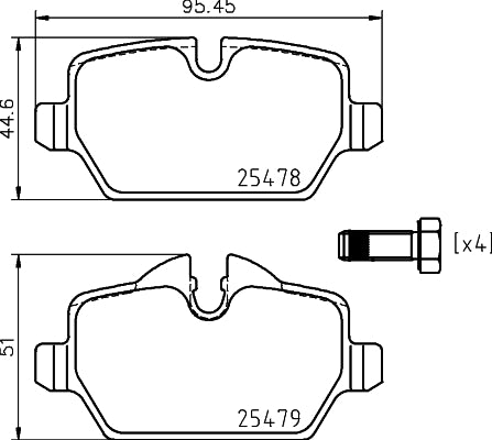 HELLA Brake pad set - T2027 - for e.g. MINI 8DB355020-111