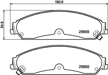 HELLA Brake pad set - T2208 - for e.g. CHRYSLER / DODGE / LANCIA 8DB355020-541