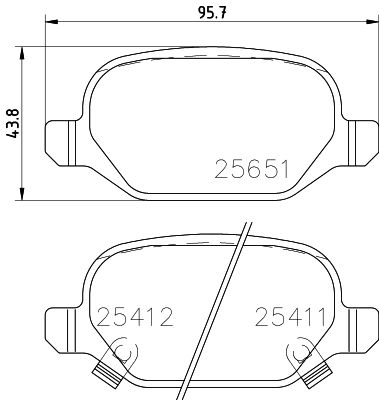 HELLA Brake pad set - T2233 - for e.g. FIAT 8DB355020-751