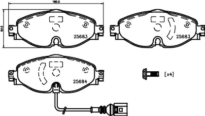 HELLA Brake pad set - T2239 - for e.g. AUDI / SEAT / SKODA / VOLKSWAGEN 8DB355020-191