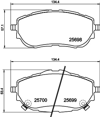 HELLA Brake pad set - T2243 - for e.g. TOYOTA 8DB355020-281