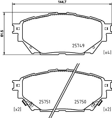 HELLA Brake pad set - T2728 - for e.g. MITSUBISHI 8DB355039-471