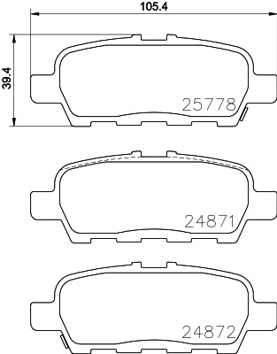 HELLA Brake pad set - T2294 - for e.g. INFINITI / MITSUBISHI / NISSAN / SUZUKI 8DB355020-401