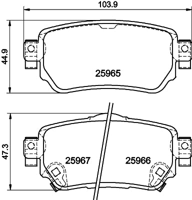 HELLA Brake pad set - T2343 - for e.g. NISSAN / RENAULT 8DB355021-491
