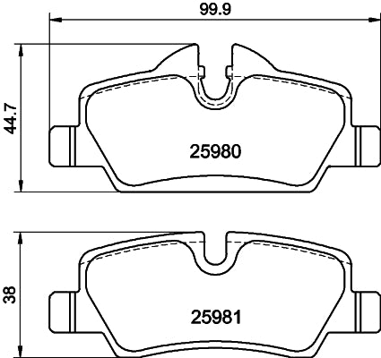 HELLA Brake pad set - T2341 - for e.g. MINI 8DB355021-481