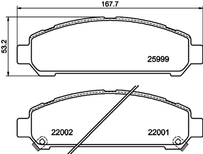 HELLA Brake pad set - T2327 - for e.g. TOYOTA 8DB355021-821
