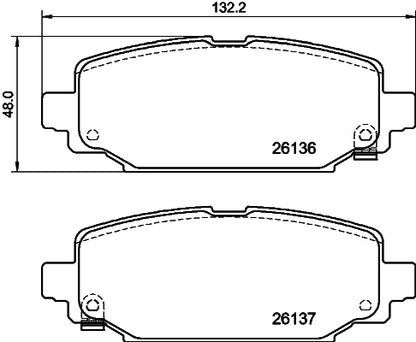 HELLA Brake pad set - T3172 - for e.g. JEEP 8DB355040-251