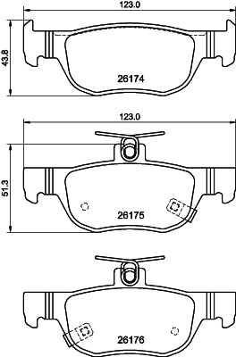 HELLA Brake pad set - T2856 - for e.g. MAZDA 8DB355040-101