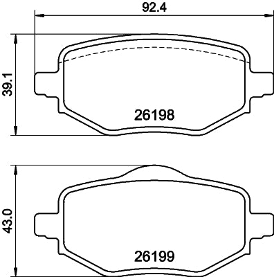 HELLA Brake pad set - T2889 - for e.g. CITROEN / OPEL / PEUGEOT / VAUXHALL 8DB355040-971