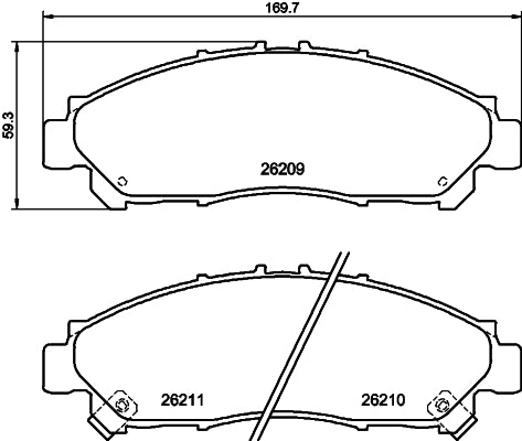HELLA Brake pad set - T2864 - for e.g. TOYOTA 8DB355040-431