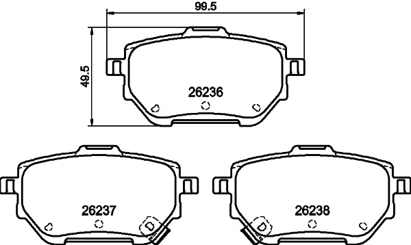 HELLA Brake pad set - T2344 - for e.g. TOYOTA 8DB355040-711