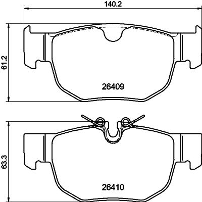 HELLA Brake pad set - T2911 - for e.g. JAGUAR 8DB355044-381