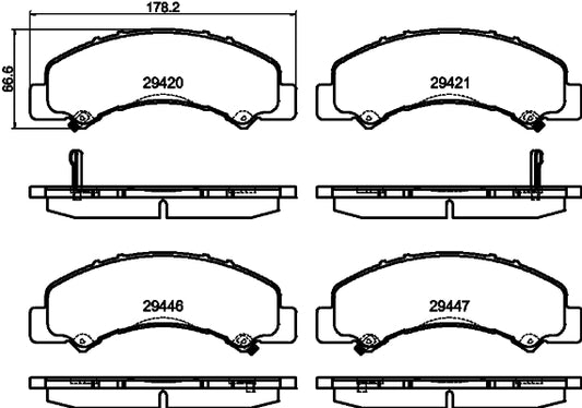 HELLA Brake pad set - T2809 - for e.g. ISUZU 8DB355040-791