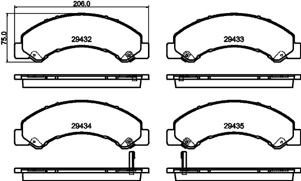 HELLA Brake pad set - T2808 - for e.g. ISUZU 8DB355040-441