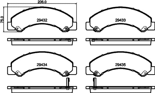 HELLA Brake pad set - T2808 - for e.g. ISUZU 8DB355040-441