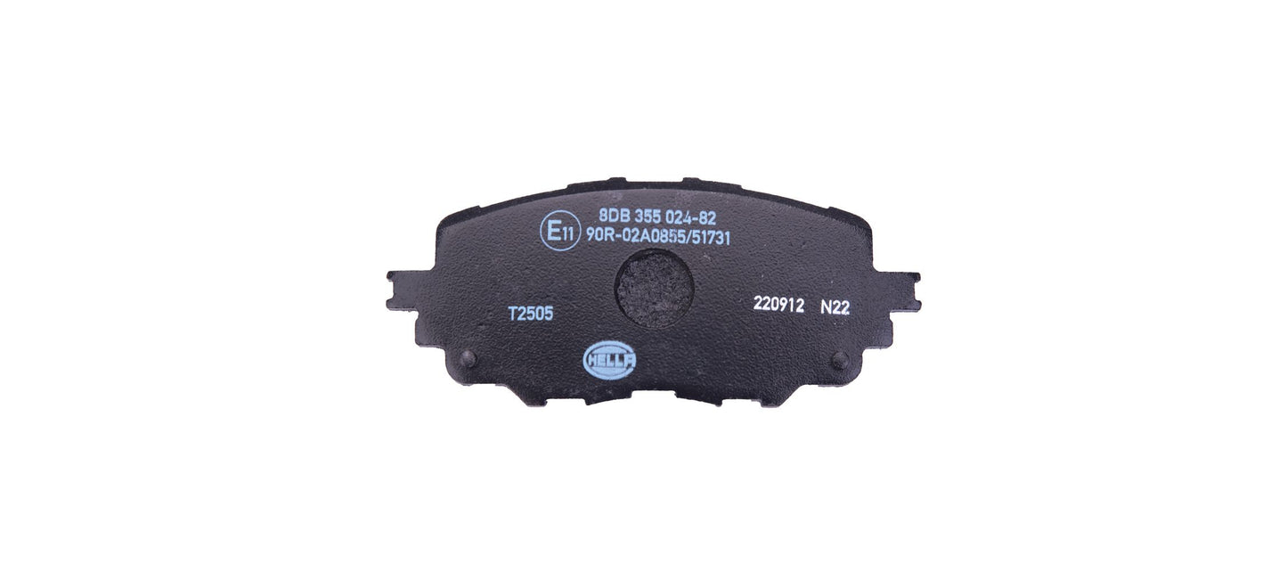 HELLA Brake pad set - T2505 - for e.g. ABARTH / FIAT / MAZDA 8DB355024-821